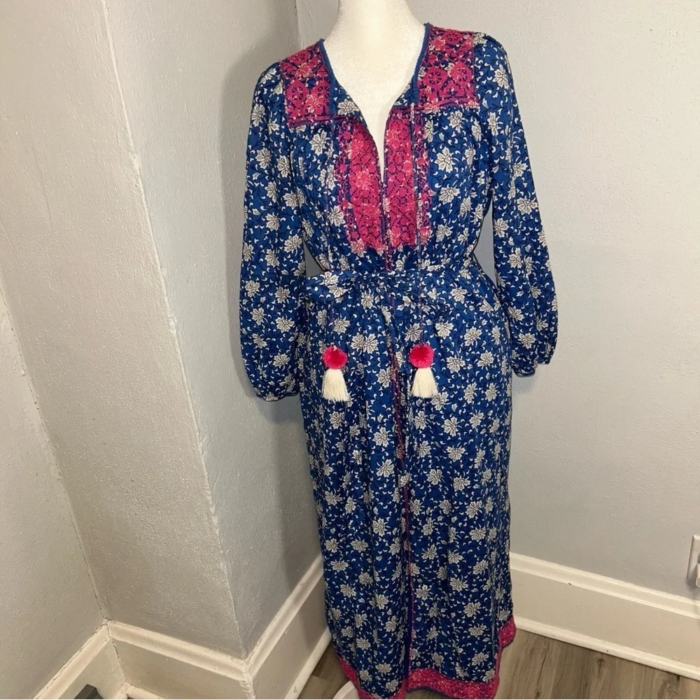 J. Crew Blue and Pink boho Floral Maxi Dress - Picture 6 of 7